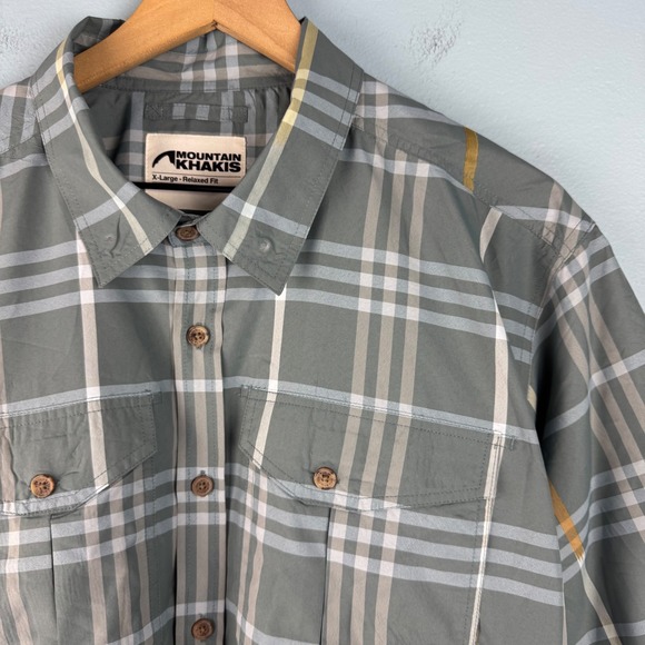 Mountain Khakis Equatorial Short Sleeve Shirt Men's XL Gray Plaid‎ Relaxed Fit - Picture 1 of 8